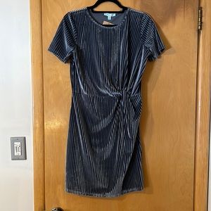 Blue velvet dress with side detail